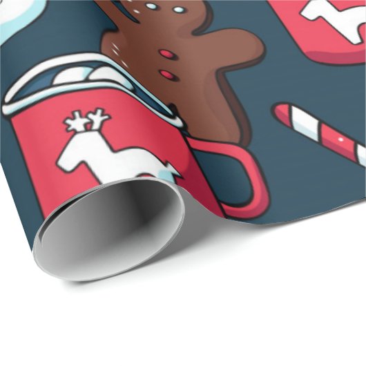 Heet Coco en kerstboompatroon Cadeaupapier (Rol Hoek)