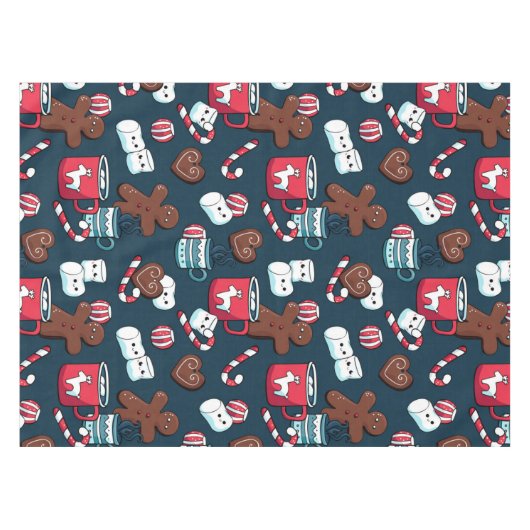 Heet Coco en kerstboompatroon Tafelkleed (Voorkant (Horizontaal))