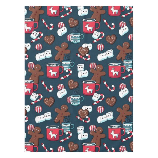 Heet Coco en kerstboompatroon Tafelkleed (Voorkant)