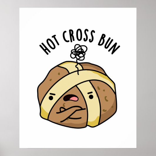 Heet Cross Bun Grappig Eten Pun Poster (Voorkant)