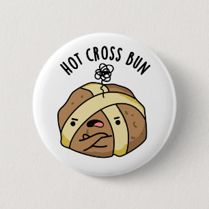 Heet Cross Bun Grappig Eten Pun Ronde Button 5,7 Cm