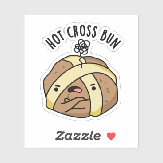 Heet Cross Bun Grappig Eten Pun Sticker (Vel)