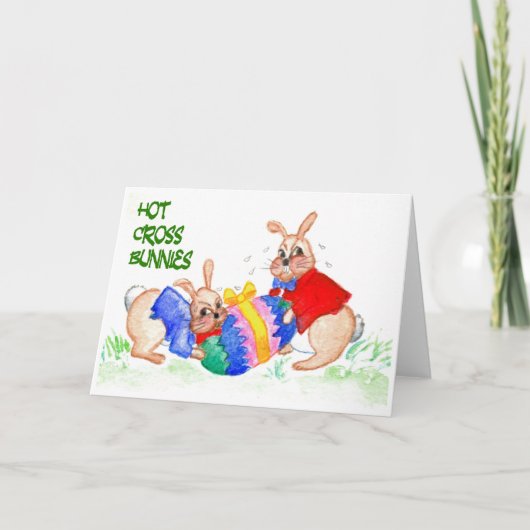 Heet Cross Bunnies Pasen Kaart (Voorkant)