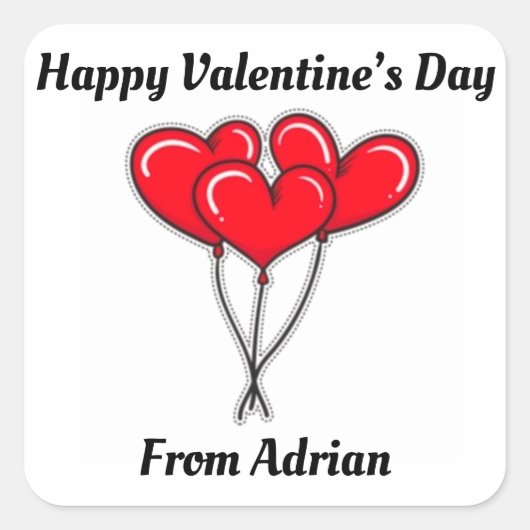Heet Eenvoudige Valentijn voor Kinder Valentijn La Vierkante Sticker (Voorkant)