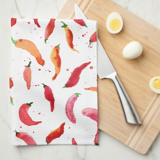 Heet en Spicy Chillies Kitchen Towel Theedoek (Quarter Fold)
