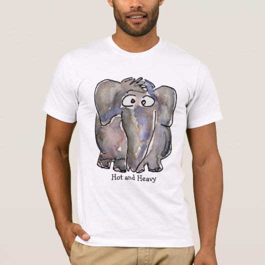 Heet en Zware Cartoon Elephant T Shirt (Voorkant)