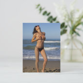 ● Heet! ● foto van het strand van bikini Briefkaart (Staand voorkant)