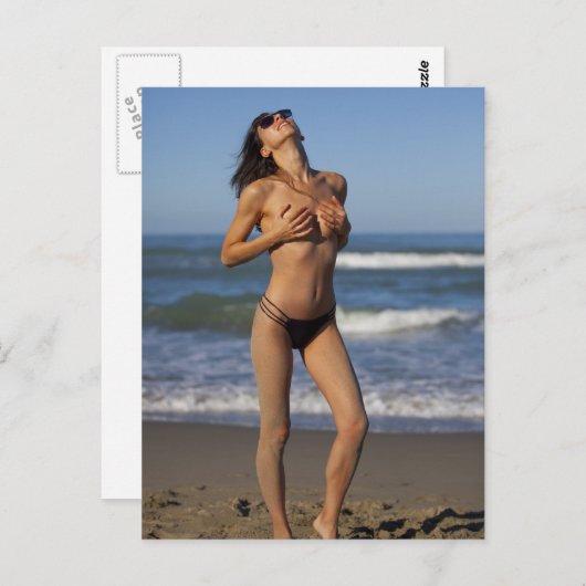 ● Heet! ● foto van het strand van bikini Briefkaart (Voorkant / Achterkant)
