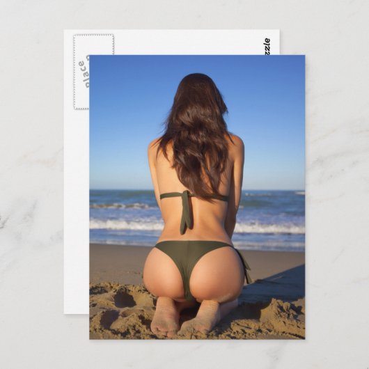 ● Heet! ● foto van het strand van bikini Briefkaart (Voorkant / Achterkant)