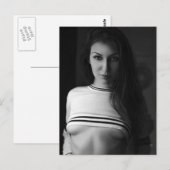 Heet! Fotomodel B&W Glamor Girl Briefkaart (Voorkant / Achterkant)
