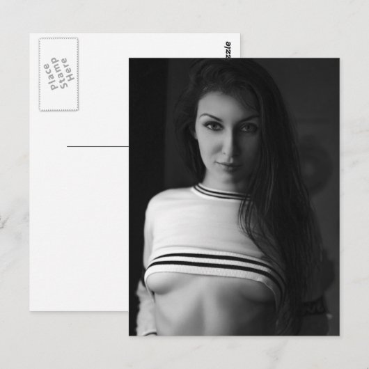 Heet! Fotomodel B&W Glamor Girl Briefkaart (Voorkant / Achterkant)