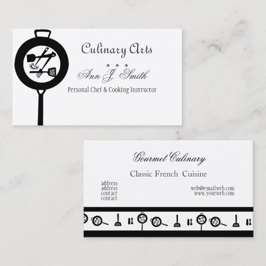 Heet Fries Gietijzer Pan Restaurant Chef Culinaire Visitekaartje (Voorkant / Achterkant)