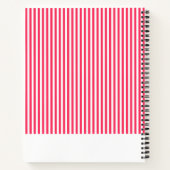 Heet Fuchsia Roze Gestreepte Gepersonaliseerde Notitieboek (Achterkant)