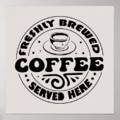 Heet gebrouwen koffie verkocht hier verkopers poster (Voorkant)