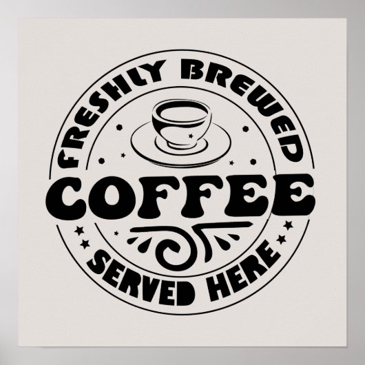 Heet gebrouwen koffie verkocht hier verkopers poster (Voorkant)