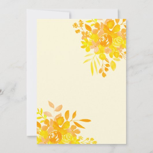 Heet geel golvend lijst boho floraal baby shower kaart (Achterkant)