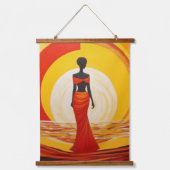 Heet geel sinaasappel rood afrikaanse vrouw kunst hangend wandkleed (Voorkant)
