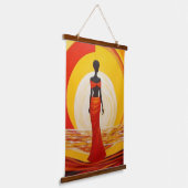 Heet geel sinaasappel rood afrikaanse vrouw kunst  hangend wandkleed (Gebogen)