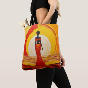 Heet geel sinaasappel rood afrikaanse vrouw kunst  tote bag