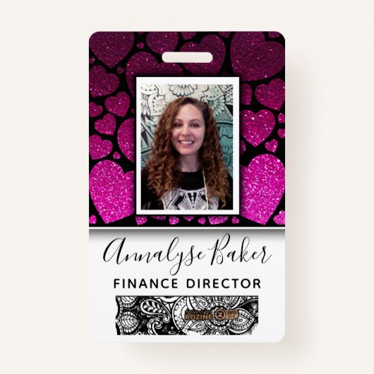 Heet Glitter Professional CNA Zurse Foto Naam Badge (Voorkant)