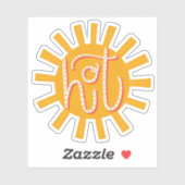 Heet. Grappige schattige gele zon / Zomerzon Sticker (Vel)