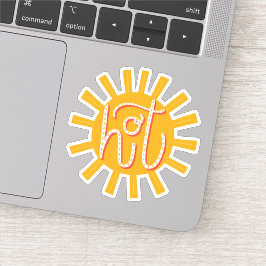 Heet. Grappige schattige gele zon / Zomerzon Sticker