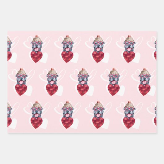 Heet Grey Pitbull Hondenliefhebber Valentijns Gift Inpakpapier Vel (Voorkant 2)