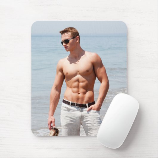 Heet Guy Bloed Borst Musculair Abs Beach Zelden Muismat (Met muis)