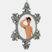 Heet Guy Sexy Shirtless Musea Man Abs Tin Sneeuwvlok Ornament (Links)