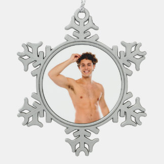 Heet Guy Sexy Shirtless Musea Man Abs Tin Sneeuwvlok Ornament