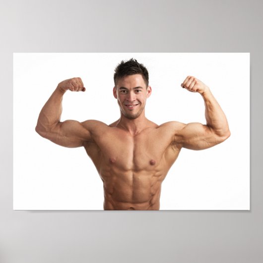Heet Guy Sexy Shirtless Musea Man Hunk Biceps Pose Poster (Voorkant)