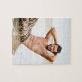 Heet Guy Sexy Shirtless Musea Man Hunk Exercises Legpuzzel (Horizontaal)