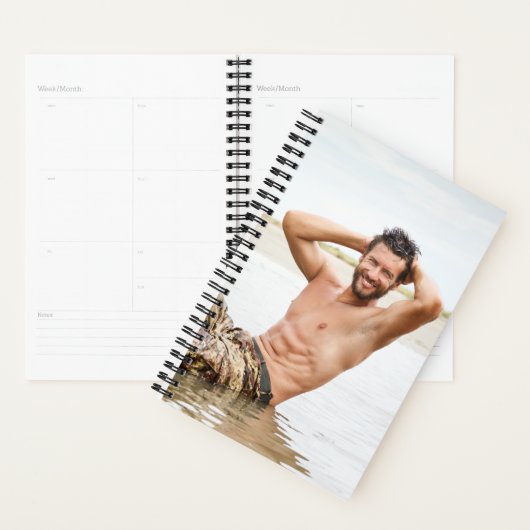 Heet Guy Sexy Shirtless Musea Man Hunk Exercises Planner (Display)