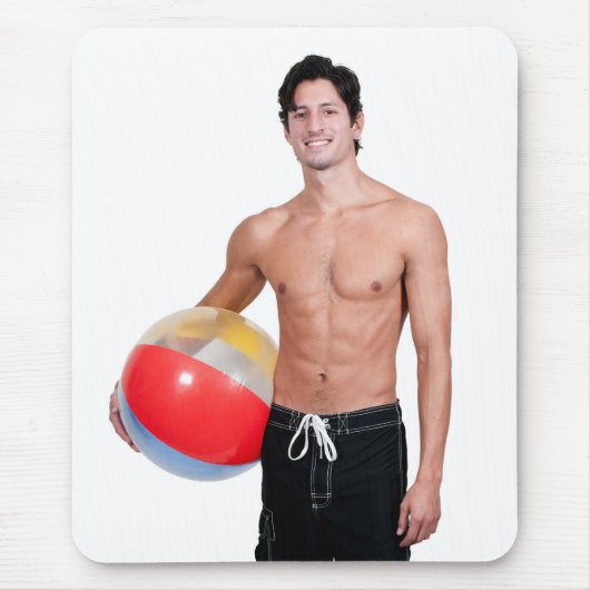 Heet Guy Sexy Shirtless Shorts Beach Ball Muismat (Voorkant)