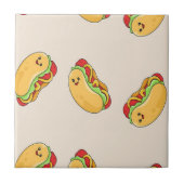 Heet-hondenvoedselpersonage op roze tegeltje (Voorkant)