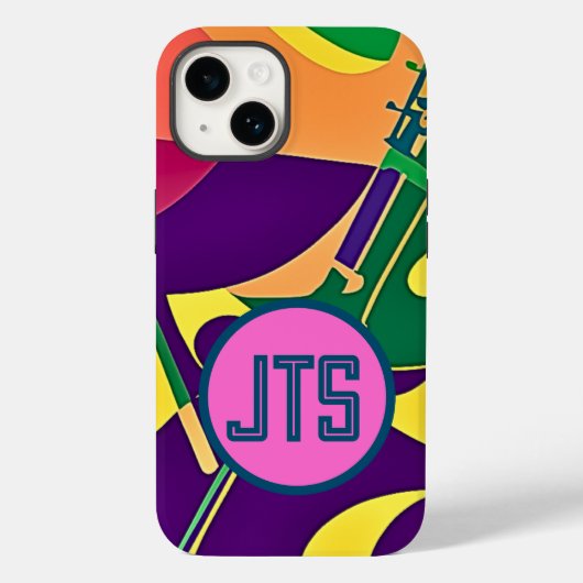 Heet Jazz w/Gepersonaliseerd Monogram iPhone Case (Achterkant)