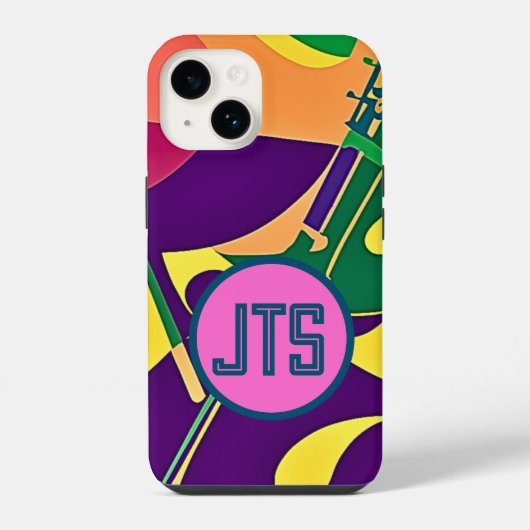 Heet Jazz w/Gepersonaliseerd Monogram iPhone Case Hoesje (Achterkant)