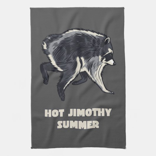 Heet Jimothy Zomer Grappige Wasbeer Meme Dier Theedoek (Verticaal)