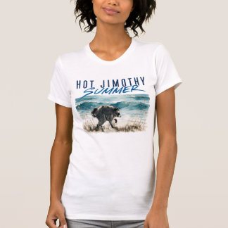 Heet Jimothy Zomer Grappige Wasbeer Strand Retro T-shirt