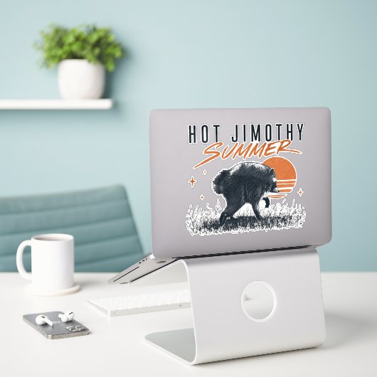 Heet Jimothy Zomer Wasbeer, Seattle Meme Sticker (Laptop op bureau)