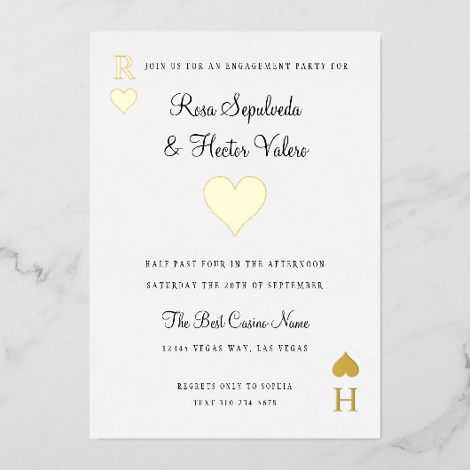 Heet Kaart Engagement Party Gold af (Voorkant)