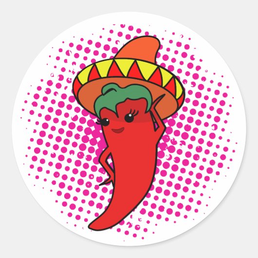 Heet Kawaii Peper Diva Roze Spiraal Ronde Sticker (Voorkant)