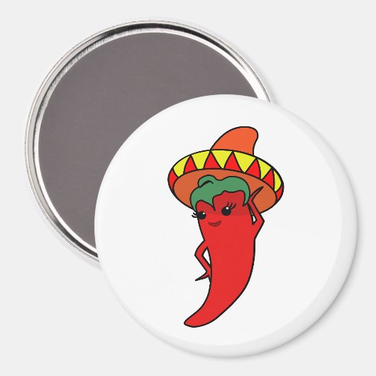 Heet Kawaii Pepper Diva Magneet (Voorkant / Achterkant)