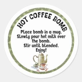 Heet-KOFFIE-bom, cacaombom Ronde Sticker