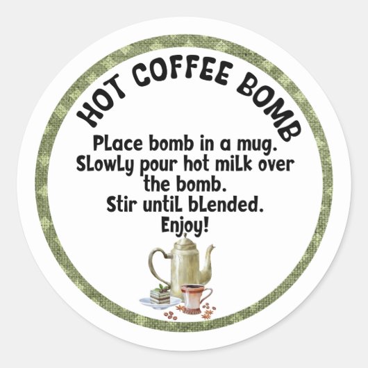 Heet-KOFFIE-bom, cacaombom Ronde Sticker (Voorkant)