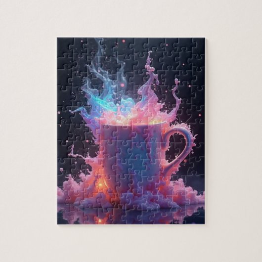 Heet koffie in pasteleruptie legpuzzel (Verticaal)