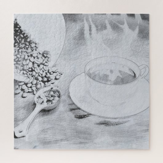 Heet koffie in zwart-wit legpuzzel (Verticaal)