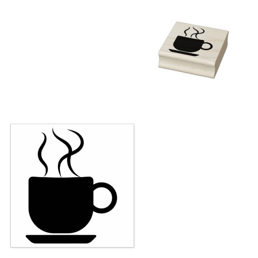 Heet kopje koffie logo rubberstempel (Gestempeld)