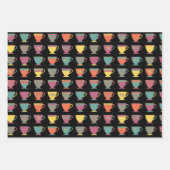 Heet kopje thee, kleurrijke koffiemokken stomen inpakpapier vel (Voorkant 2)