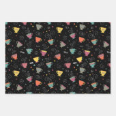 Heet kopje thee, kleurrijke koffiemokken stomen inpakpapier vel (Voorkant)